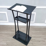 Curved Black Metal Podium Steel Lectern Church Pulpit School Conference Funeral 19617