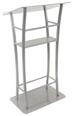 25 Curved Lectern for Floor, with Built in Shelf   Black 19618