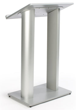 26 3/4 Podium for Floor with Double Column Design, MDF and Aluminum   Silver