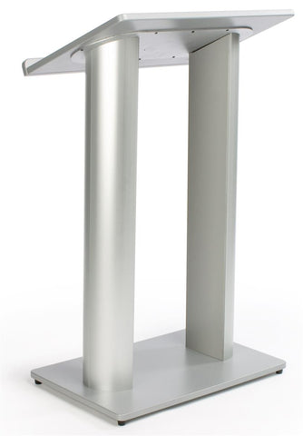 26-3/4" Podium for Floor with Double Column Design, MDF and Aluminum - Silver 19625