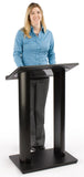 26-3/4" Podium for Floor with Double Column Design, MDF and Aluminum - Black 19626