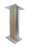 49"H Maple Melamine Podium Pulpit Lectern With Curved Brushed Stainless Steel Sides 19629