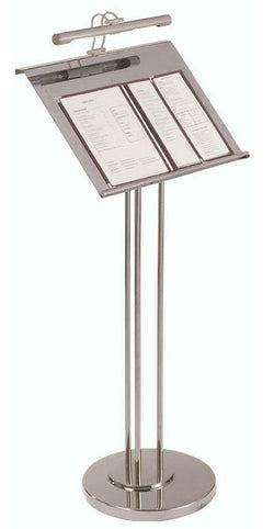 15 Podium for Floor with Lamp, Pedestal Design, Steel   Gray 19635