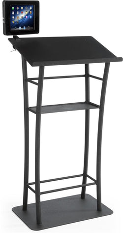 25¡± Aluminum Podium with iPad Enclosure Clamp   Black 19636
