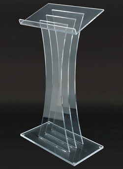26 3/4 Clear Acrylic Podium for Floor, Ships Assembled, Rubber Feet 19641