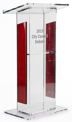 Wood Acrylic Podium Church Pulpit, Clear Plexiglass 24X18X45" - 19642