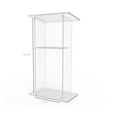 26-3/4" Clear Acrylic Podium for Floor with Open Back and Shelf, Easy Assembly 19644