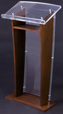 24" Wood Podium with Acrylic Front Panel   Reading Surface, 48.75" tall - Mahogany 19646