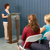 24" Wood Podium with Acrylic Front Panel   Reading Surface, 48.75" tall - Mahogany 19646