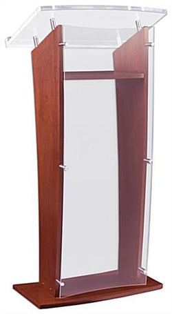 24 Wood Podium with Acrylic Front Panel Reading Surface, 48.75 tall   Mahogany