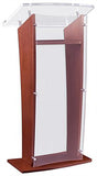 24" Wood Podium with Acrylic Front Panel   Reading Surface, 48.75" tall - Mahogany 19646