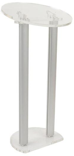 20 1/2 Circular Acrylic Podium for Floor with Silver Aluminum Sides   Clear