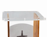 Wood Acrylic Podium, Optional Cross Plain Front Panel, 46.7" Tall - Brown 19655