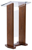 27.5" Wood   Acrylic Podium, Optional Cross/Plain Front Panel 46.5" Tall - Dark Oak 19656