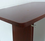 44.25" Tall Podium for Floor, Curved Frosted Front Acrylic Panel - Red Mahogany 19658
