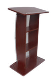 44.25" Tall Podium for Floor, Curved Frosted Front Acrylic Panel - Red Mahogany 19658