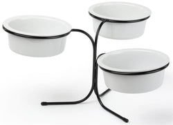 3-Tier Wire Serving Platter w/ (3) 8" Diameter Porcelain Dishes