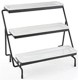3 Tier Wire Serving Platter w/ (3) 1" Depth Porcelain Dishes   Black and White
