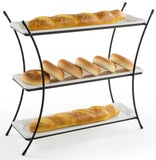 3 Tier Serving Wire Tray with (3) 1 inch  Deep Porcelain Dishes