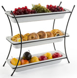3 Tier Serving Wire Tray with (3) 2.5 inch  Deep Porcelain Dishes