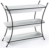 3 Tier Serving Wire Tray with (3) 2.5 inch  Deep Porcelain Dishes
