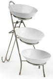 3 Tier Wire Serving Platter with (3) Melamine Bowls   Black and White 19672
