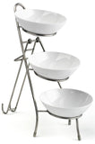 3 Tier Wire Serving Platter with (3) Porcelain Bowls   Black and White 19673