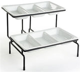2 Tier Wire Serving Platter with (2) 3 Section Porcelain Dishes