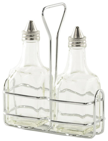 Oil and Vinegar Cruet Set, Set of 12 Racks   24 Bottles- Silver 19681