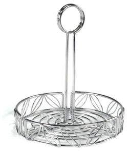 Round Wire Condiment Caddy w/ Sign Clip - Silver 19688