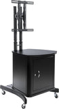 TV Stand w/ Locking Cabinet Fits Monitors 32”-65”, Collapsible w/ Carry Case – Black 19716