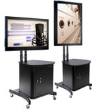 TV Stand w/ Locking Cabinet Fits Monitors 32”-65”, Collapsible w/ Carry Case – Black 19716