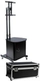 TV Stand w/ Locking Cabinet Fits Monitors 32”-65”, Collapsible w/ Carry Case – Black 19716