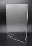 11 x 17 Acrylic Sign Holder for Wall, Business Card Pocket, Silver Standoffs - Clear 19741