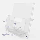 8.5 x 11 Literature Holder for Tabletop, with Business Card Pocket - Clear Plastic 19745