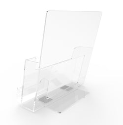 8.5 x 11 Literature Holder for Tabletop, with Business Card Pocket - Clear Plastic 19745