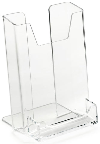 4 x 9 Acrylic Brochure Holder for Tabletop, with Business Card Pocket - Clear 19748