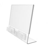 11 X 8.5" Letter Size Horizontal Clear Sign Holder with Business Card Holders 19780-11X8.5 + 2X10113