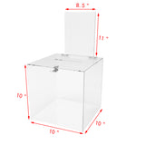 Clear Transparent Donation Box Suggestion Collection Ballot Display Case Plexi 20033+11460-2