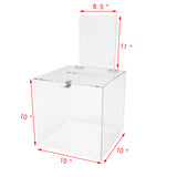Clear Transparent Donation Box Suggestion Collection Ballot Display Case Plexi 20033+11460-2
