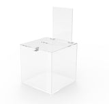 Clear Transparent Donation Box Suggestion Collection Ballot Display Case Plexi 20033+11460-2