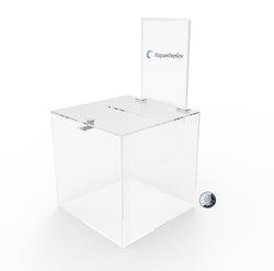 Clear Transparent Donation Box Suggestion Collection Ballot Display Case Plexi 20033+11460-2