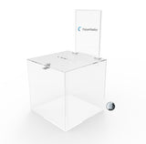 Clear Transparent Donation Box Suggestion Collection Ballot Display Case Plexi 20033+11460-2