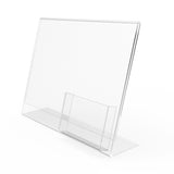 ®11x 8.5" Plexiglass Lucite Clear Acrylic Slanted Sign Holder with Brochure Holder 20043