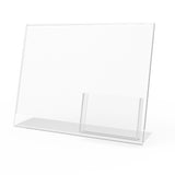®11x 8.5" Plexiglass Lucite Clear Acrylic Slanted Sign Holder with Brochure Holder 20043