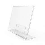 ®11x 8.5" Plexiglass Lucite Clear Acrylic Slanted Sign Holder with Brochure Holder 20043