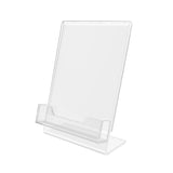 ®4x 6"Lucite Clear Acrylic Slanted Sign Holder with Business Card Holder 20045