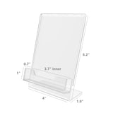 ®4x 6"Lucite Clear Acrylic Slanted Sign Holder with Business Card Holder 20045