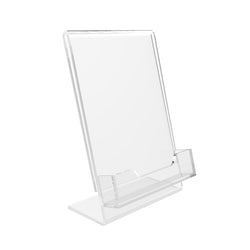 ®4x 6"Lucite Clear Acrylic Slanted Sign Holder with Business Card Holder 20045