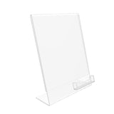 ®5x 7"Lucite Plexiglass Clear Acrylic Slanted Sign Holder with Business Card Holder 20046